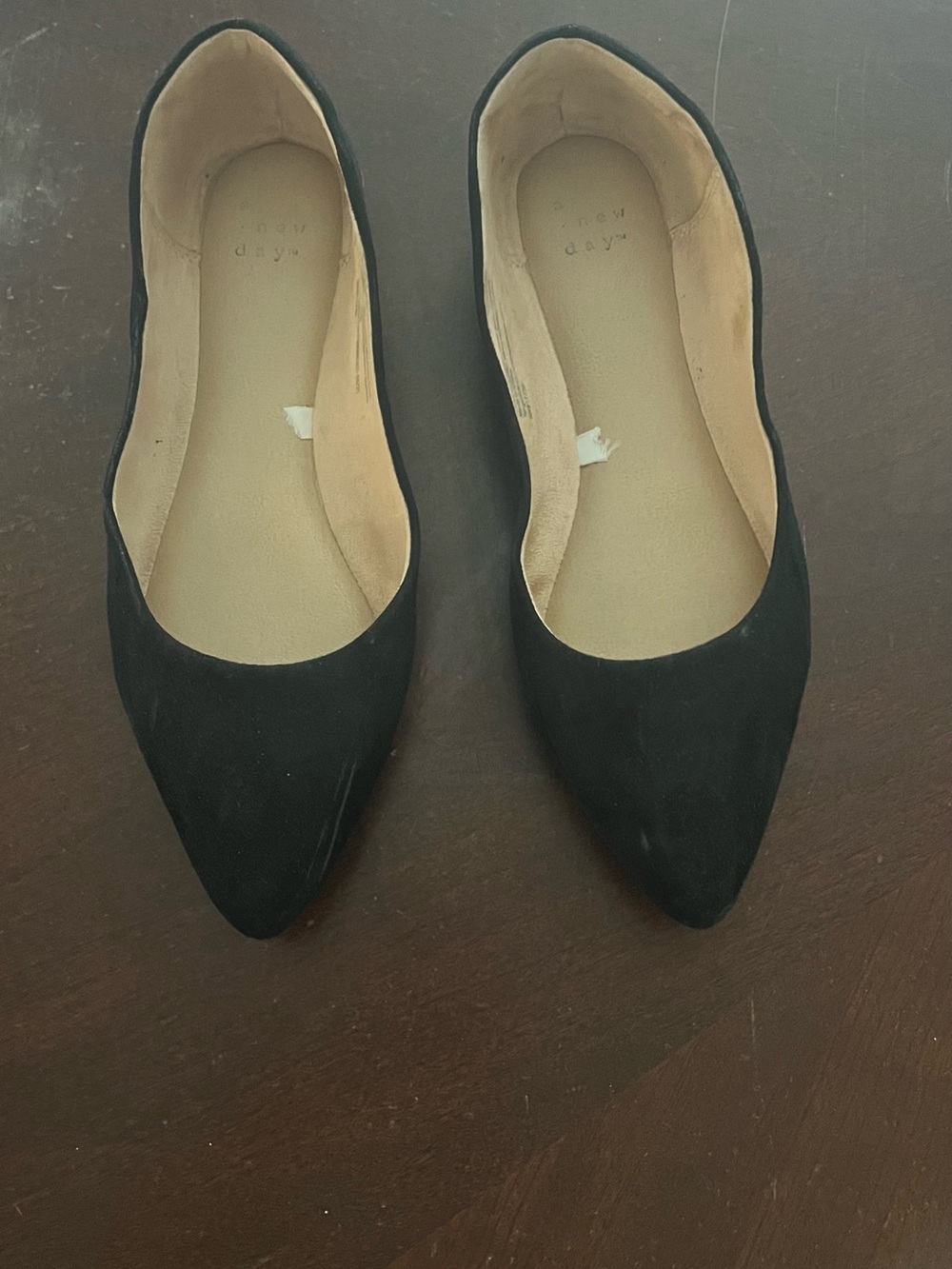 A New Day Women's Pointed Toe Black Ballet Flats